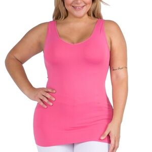 Plus Yelete Hot Pink V or U Neckline Reversible Seamless Tank